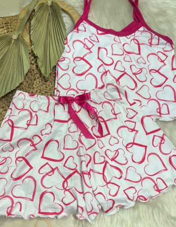 imagem PIJAMA BLOGUERINHA 000390 BRANCO CORACAO ROSA