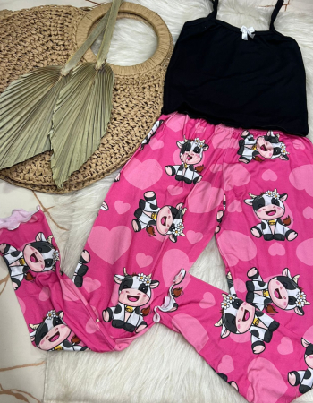 imagem PIJAMA INFANTIL CALCA 000685 VAQUINHA ROSA