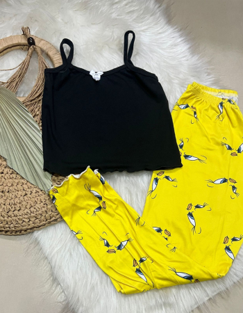 imagem PIJAMA INFANTIL CALCA 000685 AMARELO OLHO