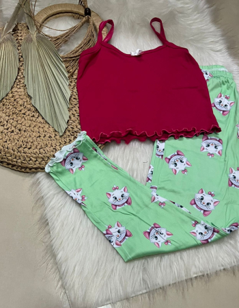 imagem PIJAMA INFANTIL CALCA 000685 CAT VERDE