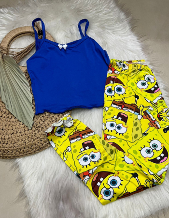 imagem PIJAMA INFANTIL CALCA 000685 AMARELO E AZU