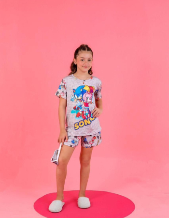 imagem PIJAMA INFANTIL MENINA MANGA SUED 000704 AZUL ESTRELA