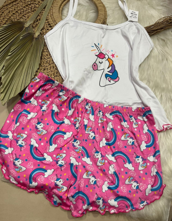 imagem PIJAMA DE SUED ESTAMPADO 3005p UNICORNIO ROSA