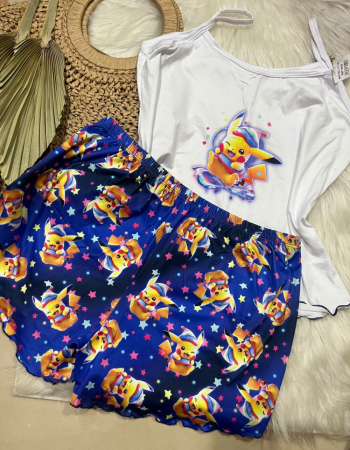 imagem PIJAMA DE SUED ESTAMPADO 3005p AZUL AMARELO