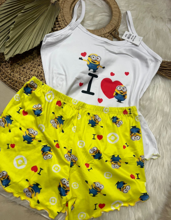 imagem PIJAMA DE SUED ESTAMPADO 3005p AMARELO ILOVEYOU