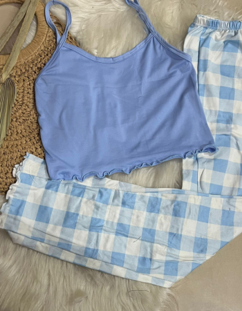 imagem PIJAMA BLOGUERINHA 000694 XADREZ AZUL