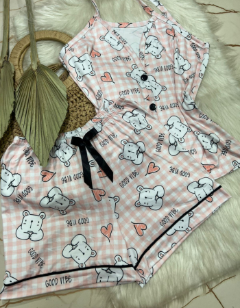 imagem PIJAMA AMERICANO SUED COM ALÇA 000401 XADREZ