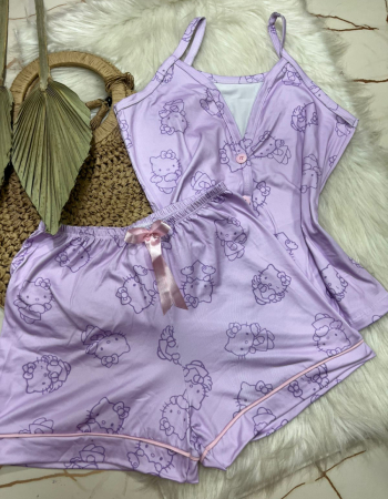 imagem PIJAMA AMERICANO SUED COM ALÇA 000401 CAT LILAS