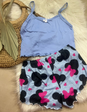 imagem PIJAMA BLOGUERINHA SLIM G70 AZUL PRETO ROSA