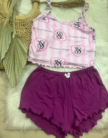 imagem PIJAMA BLOGUERINHA SLIM G70 LISTRAS ROSA