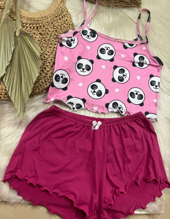 imagem PIJAMA BLOGUERINHA SLIM G70 PANDA ROSA