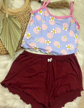 imagem PIJAMA BLOGUERINHA SLIM G70 LILAS MARSALA
