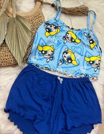 imagem PIJAMA BLOGUERINHA SLIM G70 AZUL CLARO E ESCURO