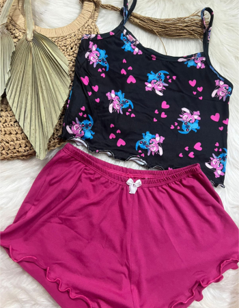 imagem PIJAMA BLOGUERINHA SLIM G70 PRETO ROSA