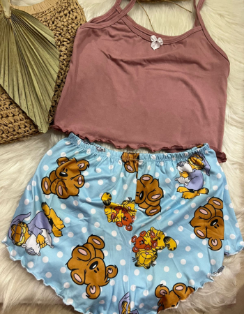 imagem PIJAMA BLOGUERINHA SLIM G70 AZUL URSO