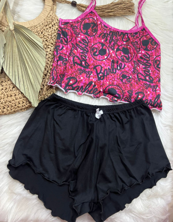 imagem PIJAMA BLOGUERINHA SLIM G70 AZUL PRETO ROSA