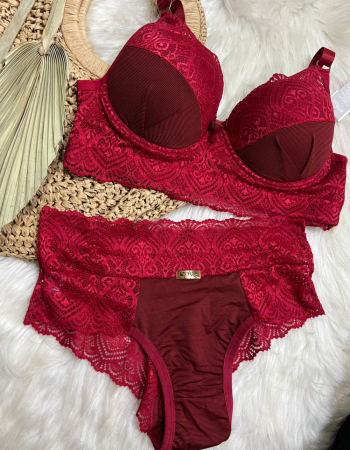 imagem CONJUNTO GG 29762 vermelho  listras preta REF:0008