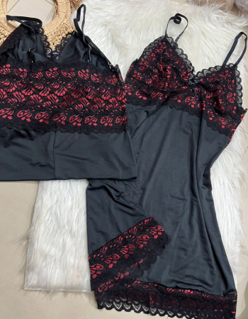imagem CAMISOLA BICOLOR DE MICROFIBRA REF 051 000709 PRETO E VERMELHO