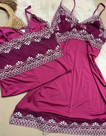 imagem CAMISOLA BICOLOR DE MICROFIBRA REF 051 000709 ROSA PINK COM BRANCO