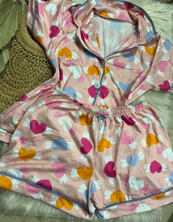 imagem PIJAMA AMERICANO SUED ROSA CORACAO  ASA 620020 000663
