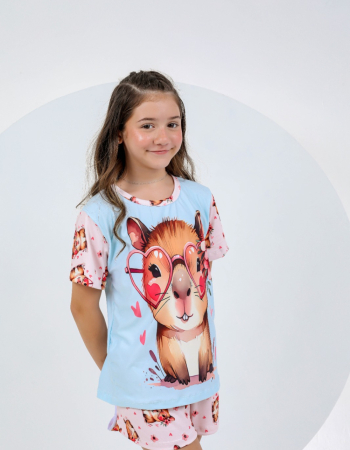 imagem PIJAMA INFANTIL MENINA MANGA SUED 000704 CAPIVARA