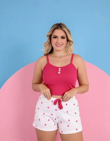 imagem PIJAMA SUED CANELADO CORAÇÃO ADULTO 778 PINK