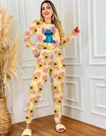 imagem PIJAMA  ADULTO INVERNO 615 STITCH FLOR AMARELA