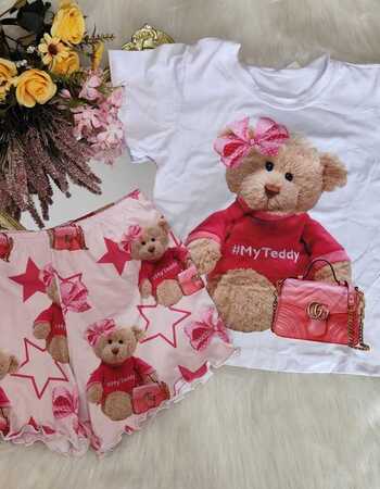 imagem PIJAMA INFANTIL COM MANGA I85 URSO ROSA