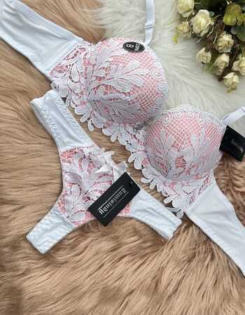 imagem CONJUNTO GLAMOUR REF 6119 BRANCO COM GOIABA