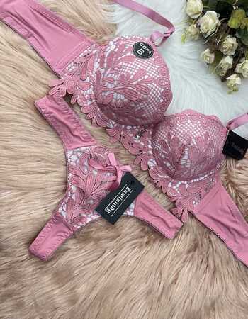 imagem CONJUNTO GLAMOUR REF 6119 GOIABA COM BRANCO
