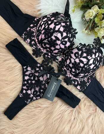 imagem CONJUNTO GLAMOUR REF 8274 PRETO COM ROSE