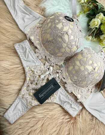 imagem CONJUNTO GLAMOUR REF 08274 NUDE COM CINZA