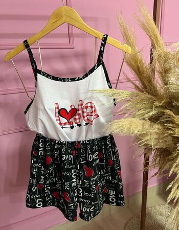 imagem PIJAMA  ALÇA 205 LOVE XADREZ BRANCO
