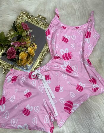 imagem PIJAMA DE SUED ESTAMPADO 631 CINZA, GOLA VERMELHA