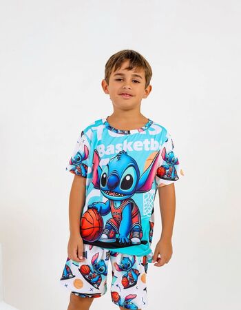 imagem ACOMPANHA TAPA OLHO PIJAMA INFANTIL MASCULINO SUED 772 AZUL BASQUETE