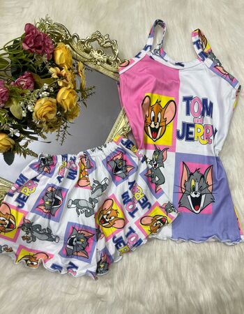 imagem PIJAMA INFANTIL FEMININO SUED 704 ROSA E LILAS