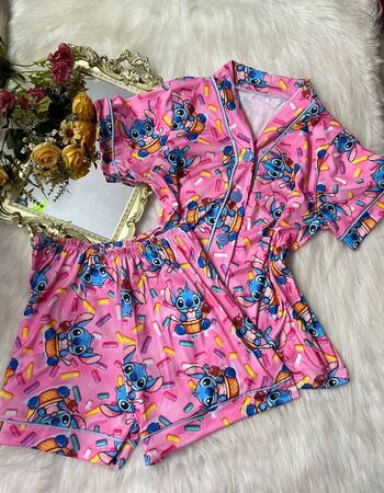 imagem PIJAMA AMERICANO SUED COM MANGA 641 ROSA BALAS
