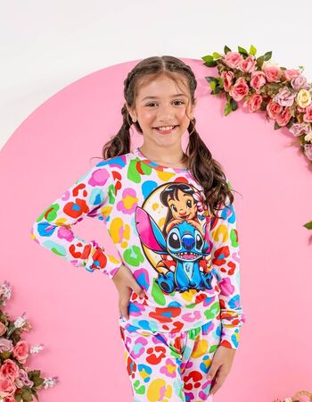 imagem PIJAMA INFANTIL FEMININO SUED 715 FLOR COLORIDA