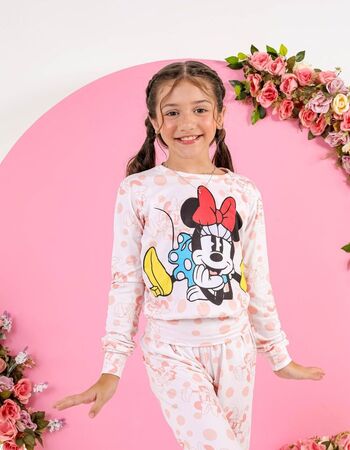 imagem PIJAMA INFANTIL FEMININO SUED 715 BRANCO GOIABA POA