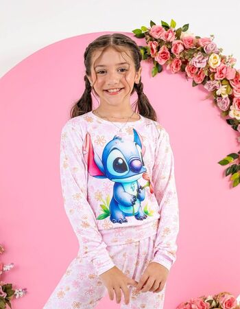 imagem PIJAMA INFANTIL FEMININO SUED 715 ROSE FLORES
