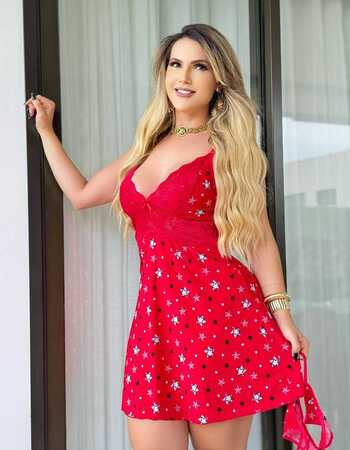 imagem CAMISOLA DE LIGANET COM CALCINHA 6768 VERMELHO ESTRELA
