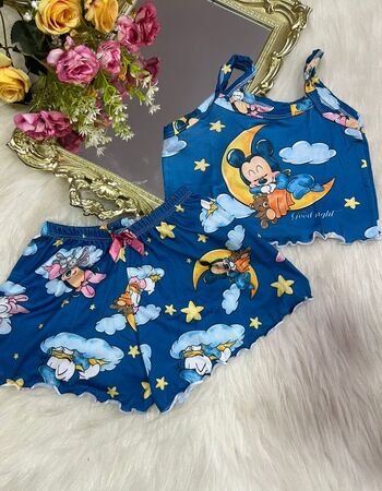 imagem PIJAMA INFANTIL FEMININO SUED 703 LUA AZUL