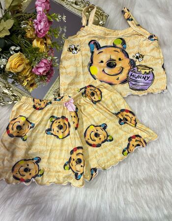 imagem PIJAMA INFANTIL FEMININO SUED 703 MEL AMARELO