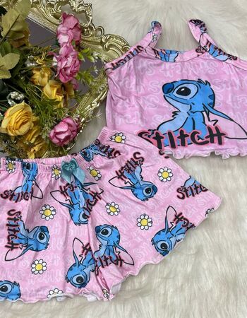 imagem PIJAMA INFANTIL FEMININO SUED 703 ROSA FLOR AMARELA