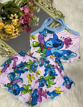 imagem PIJAMA INFANTIL FEMININO SUED 703 ROSA NUDE VERDE