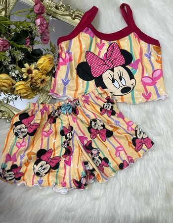 imagem PIJAMA INFANTIL FEMININO SUED 703 AMARELO FOLHA