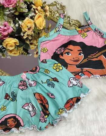 imagem PIJAMA INFANTIL FEMININO SUED 703 VERDE ROSA AMARELO
