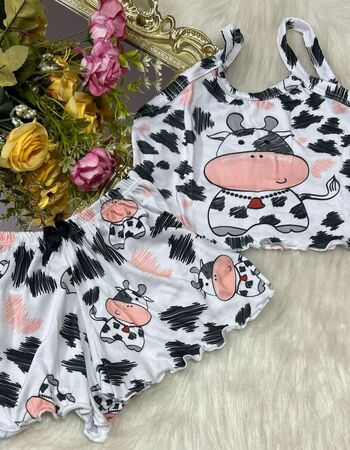 imagem PIJAMA INFANTIL FEMININO SUED 703 VAQUINHA BRANCA