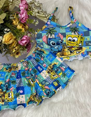 imagem PIJAMA INFANTIL FEMININO SUED 703 AZUL