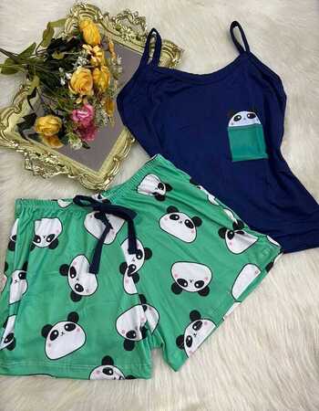imagem PIJAMA DE SUED ESTAMPADO 631 BOLSO AZUL